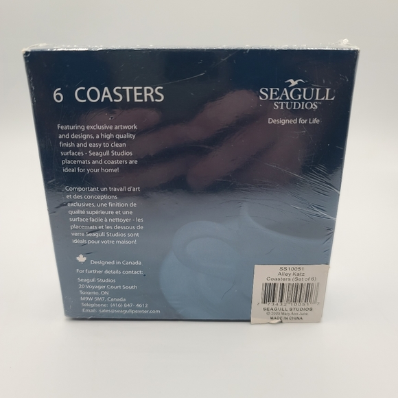 Seagull Studio Cat Coasters -Alley Catz Coasters set of 6 - Picture 2 of 3